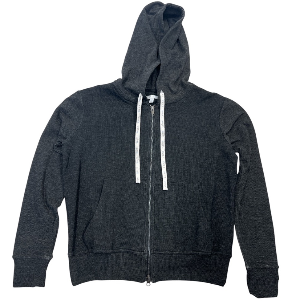 Calme Jacket Cozy Zip Hoodie‎ Drawstring O43522-2 Soft Athleisure Black XS NWOT